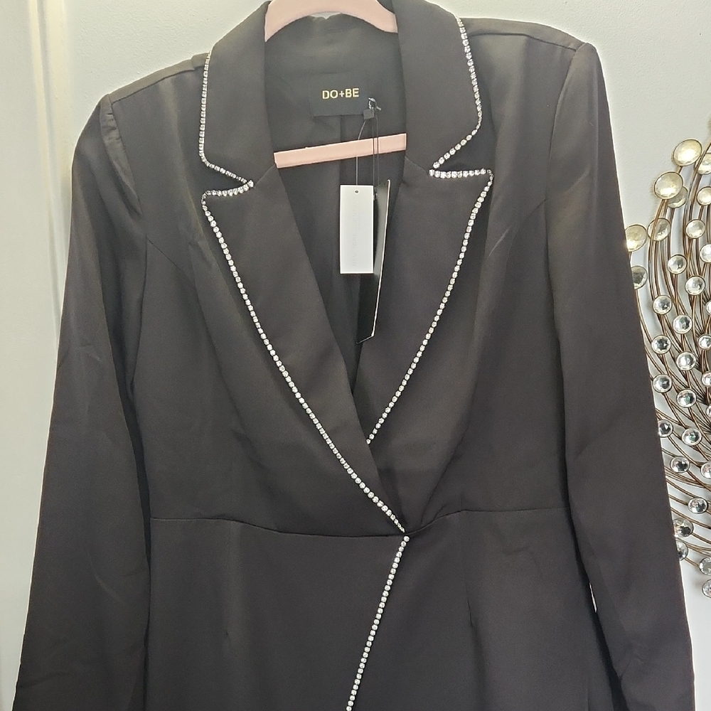 DO+BE Black Dress with Rhinestone Trim